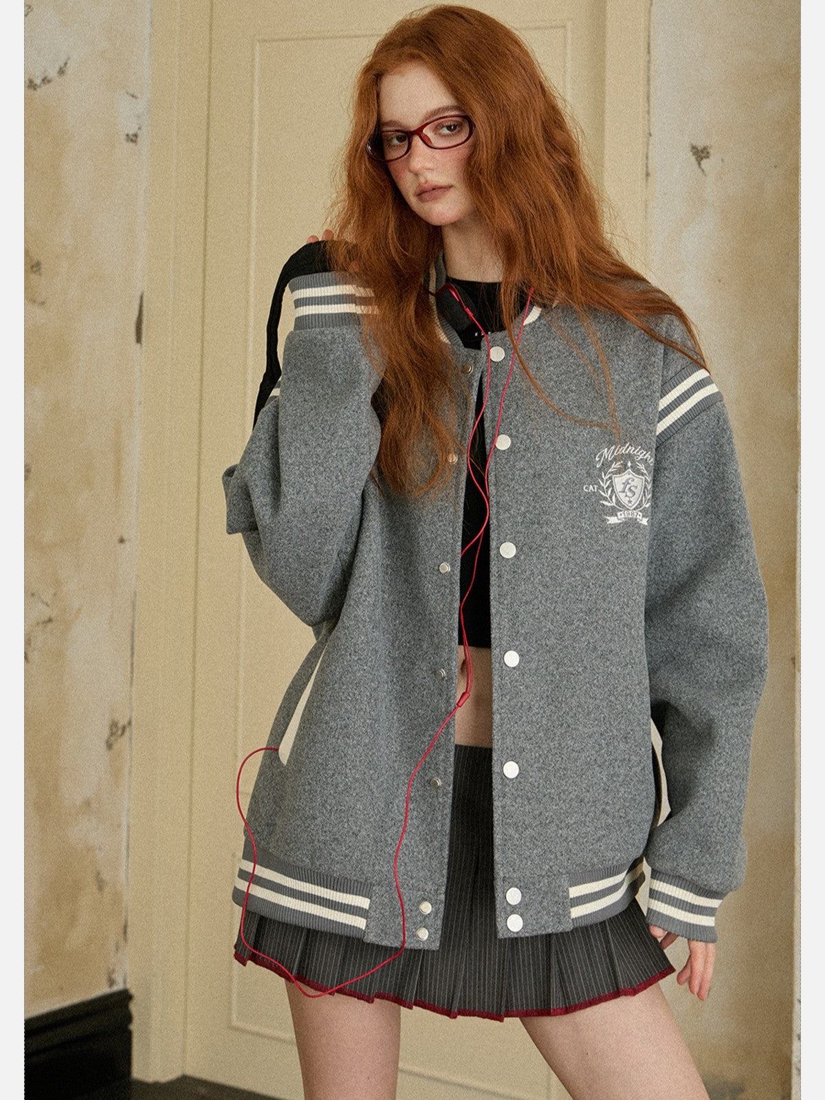 EZEK - Retro Varsity Wool Blend Cropped Jacket