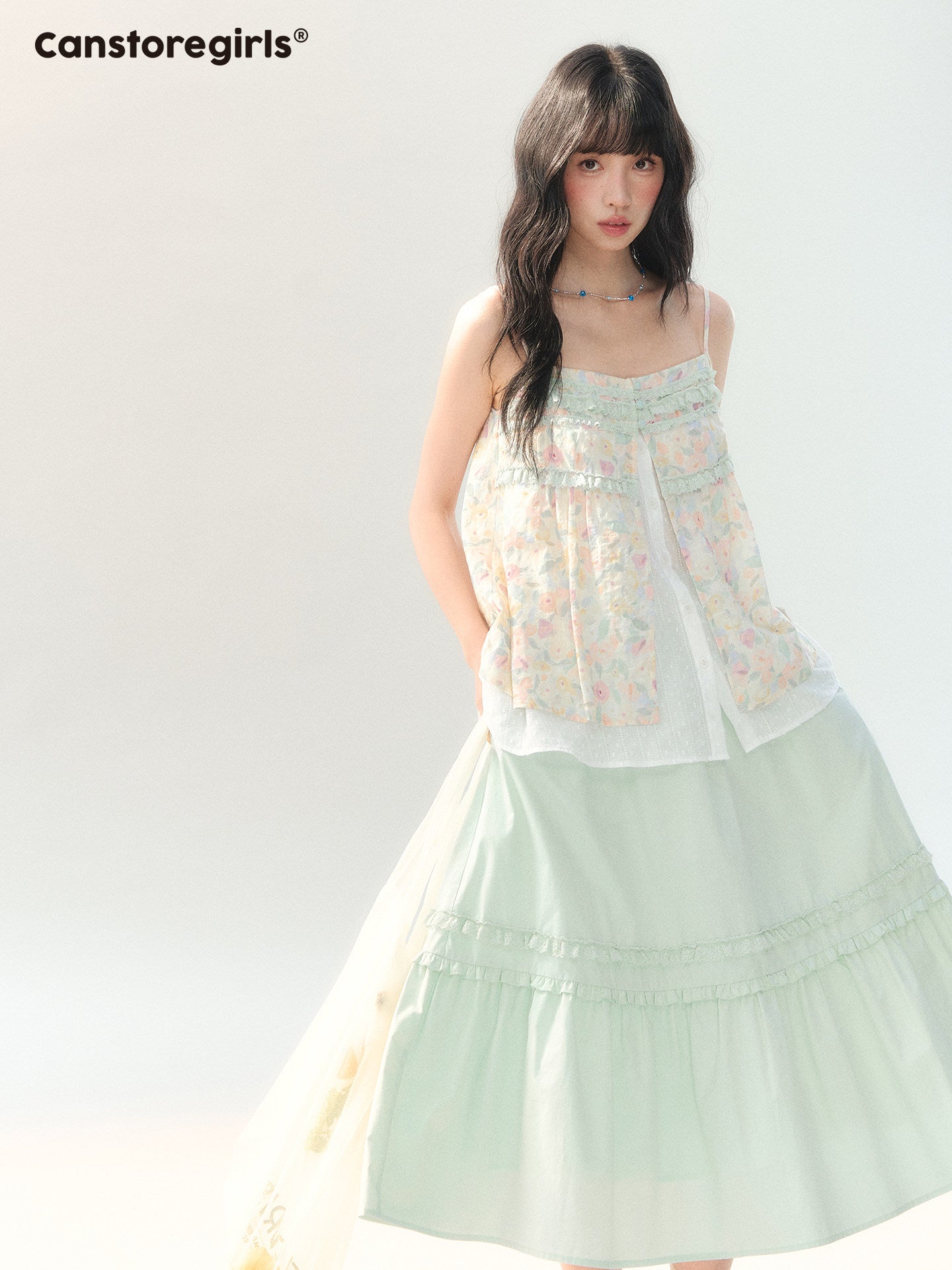 170726C "Spring Garden" Floral Lace Cami Skirt Set
