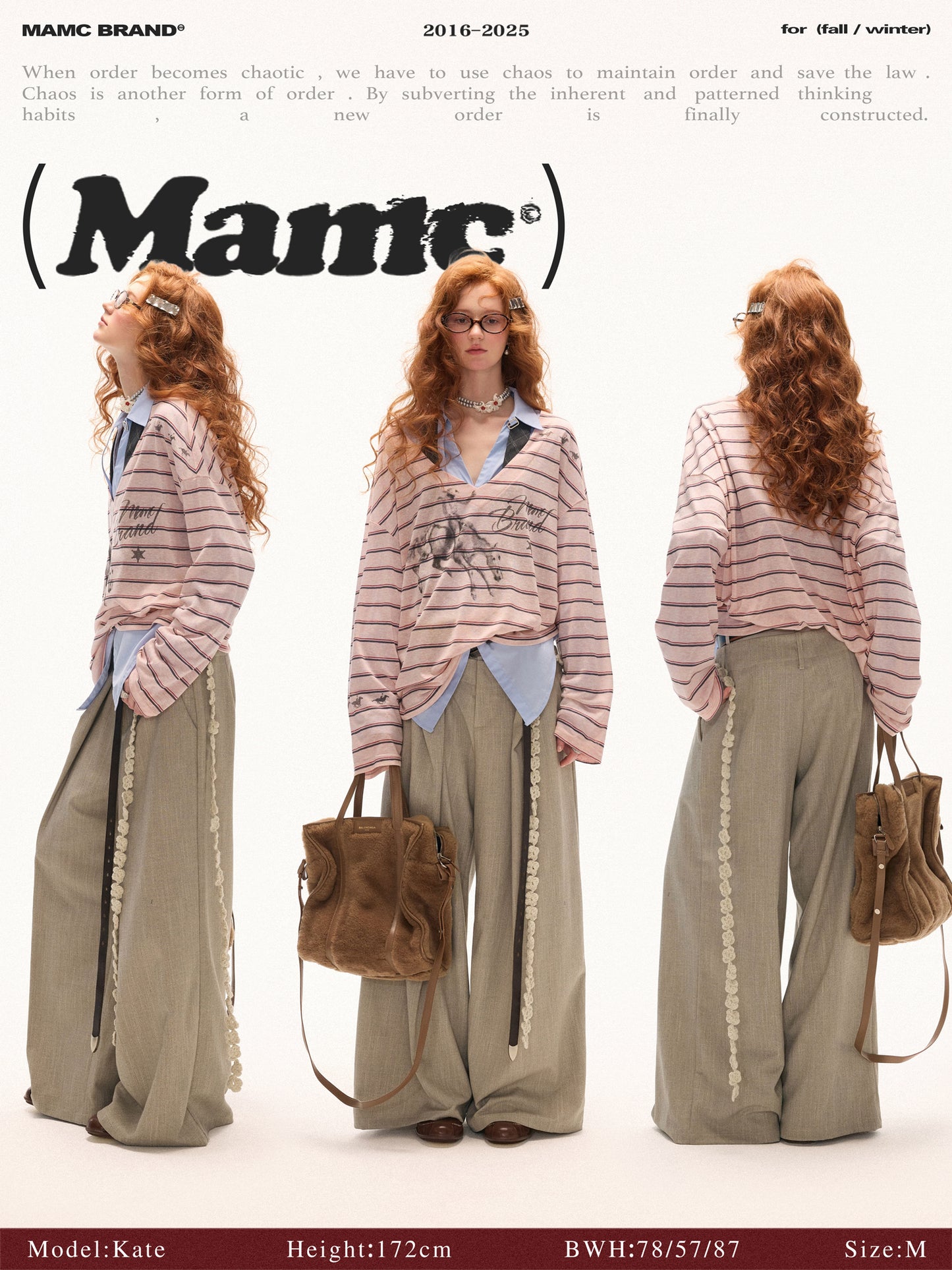MAMC - “Mind Brand” V-Neck Stripe Tee