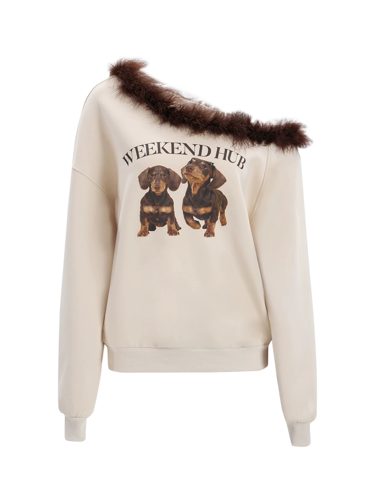 "Cozy Departure" Apricot Off-Shoulder Sweatshirt