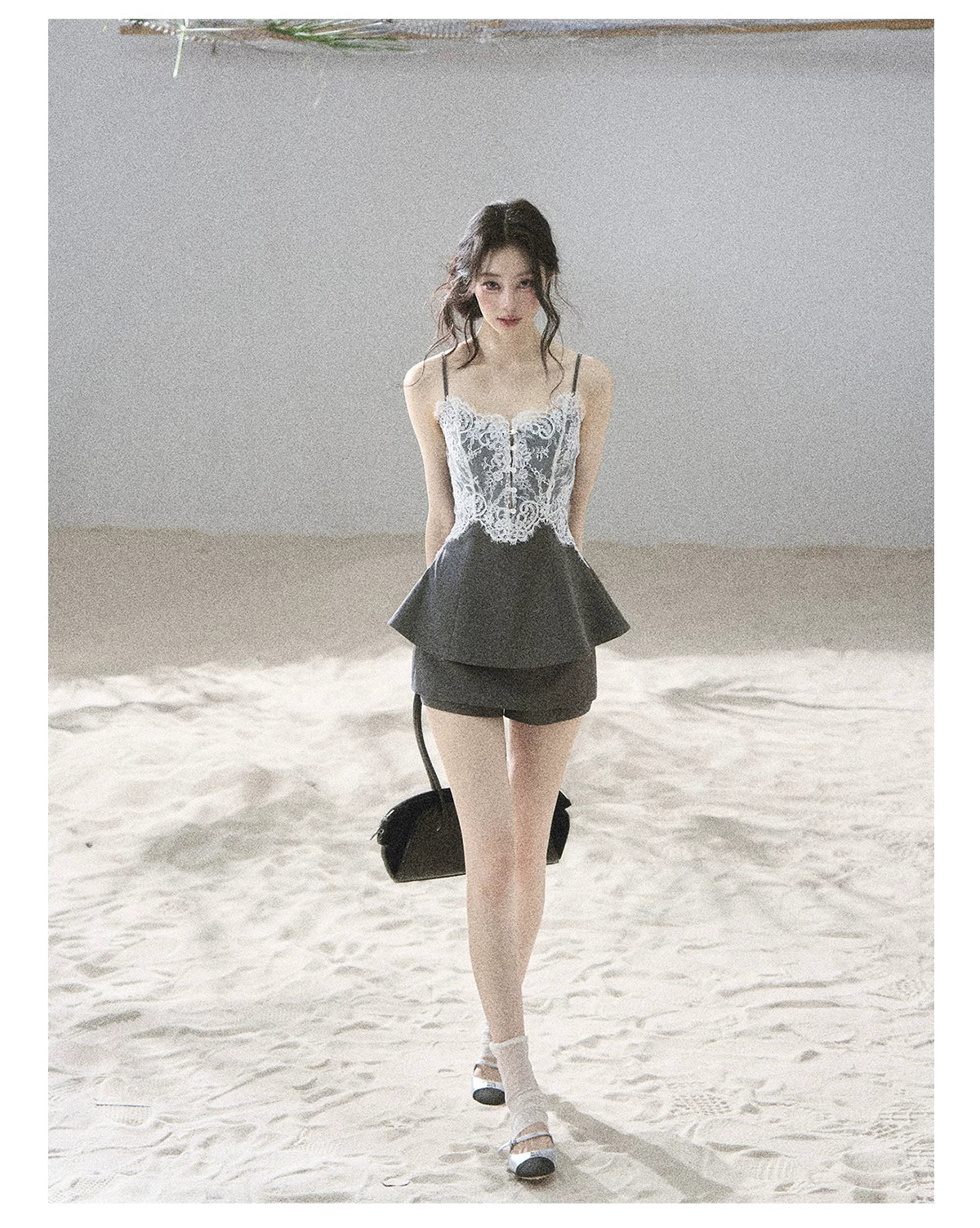 "Exclusively Hers" Intellect Gray Lace Cami & Skort Set