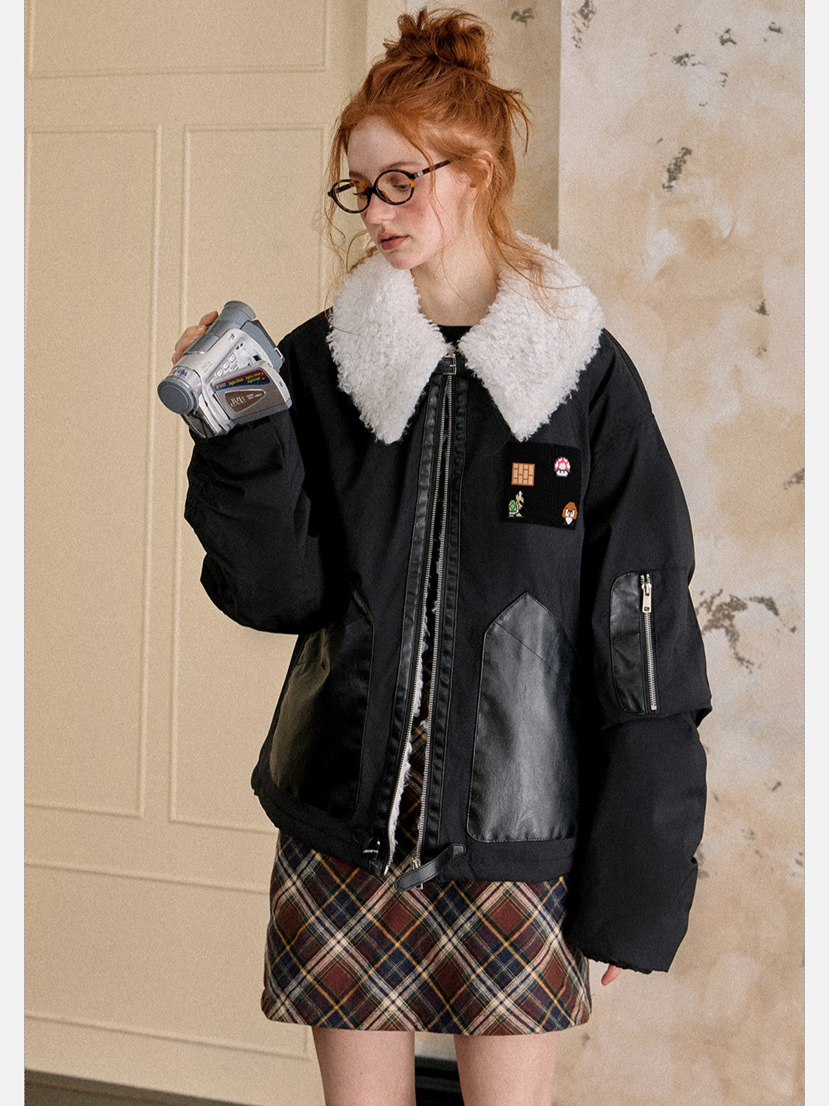EZEK - Faux Shearling Contrast Puffer Jacket