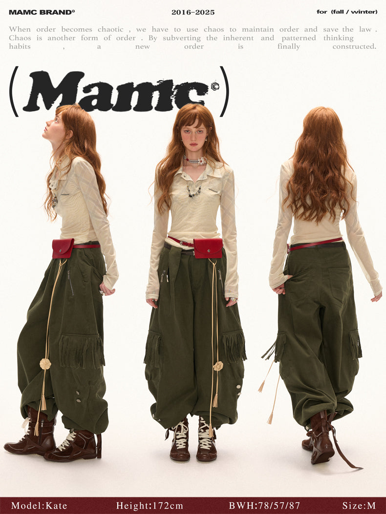 MAMC - Gradient Mesh Plaid Long-Sleeve Top