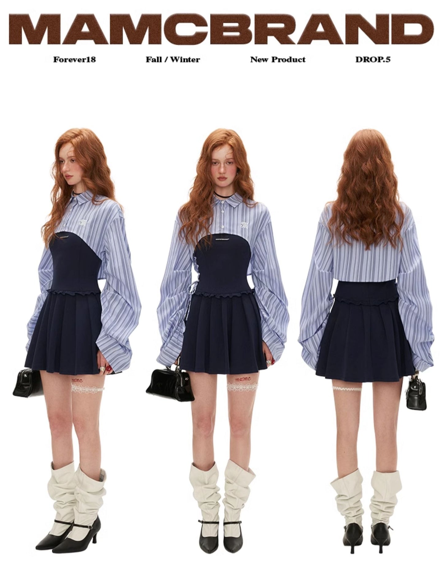 MAMC - Striped Shirt & Strappy Tube Top Dress