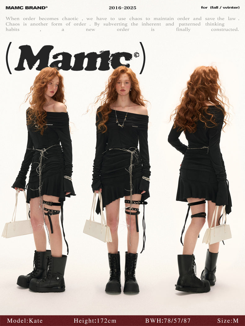 MAMC - Off-Shoulder Ruched Midi Dress