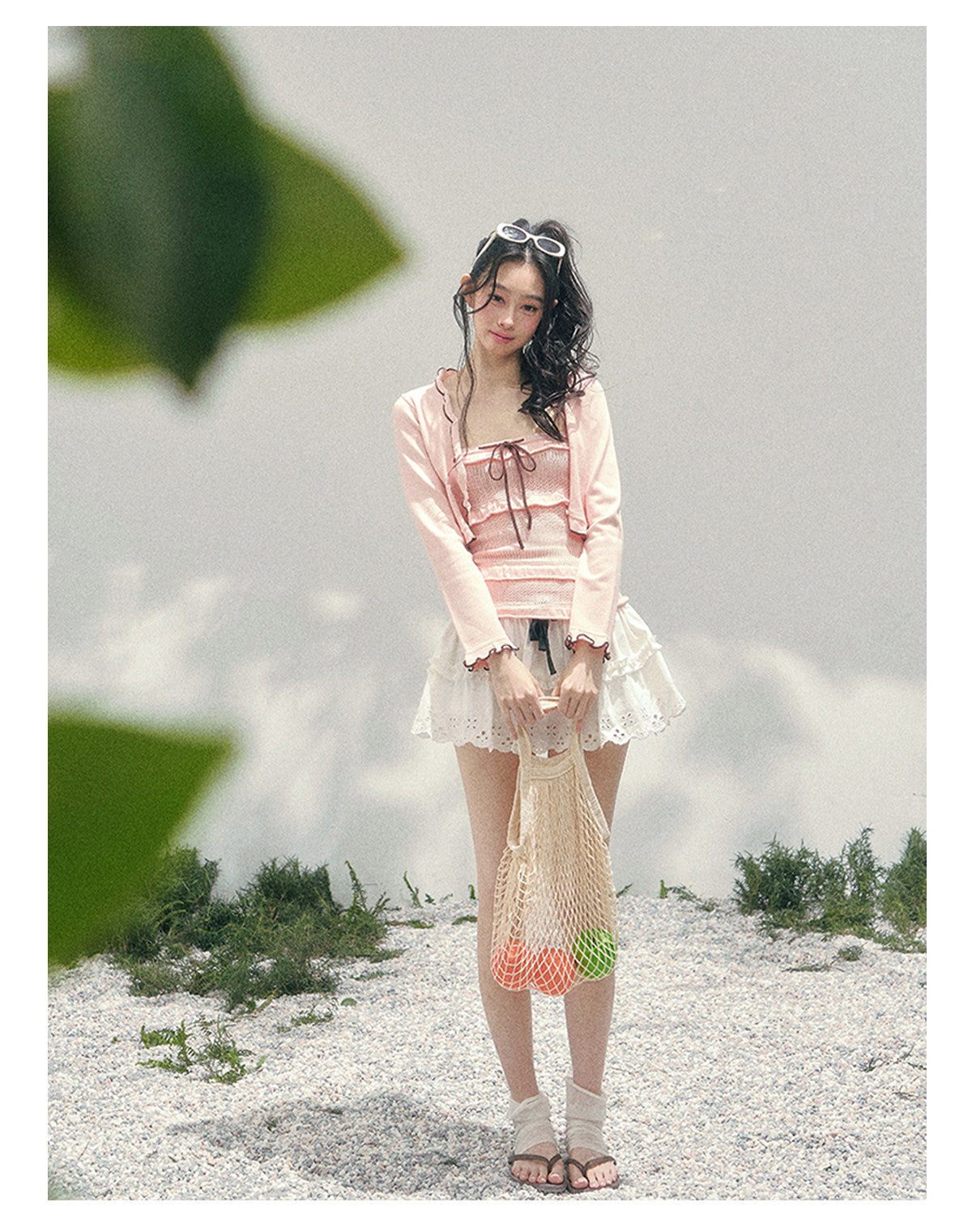 “Passing Through Her Dream” Knit Cardigan & Tube Top Set