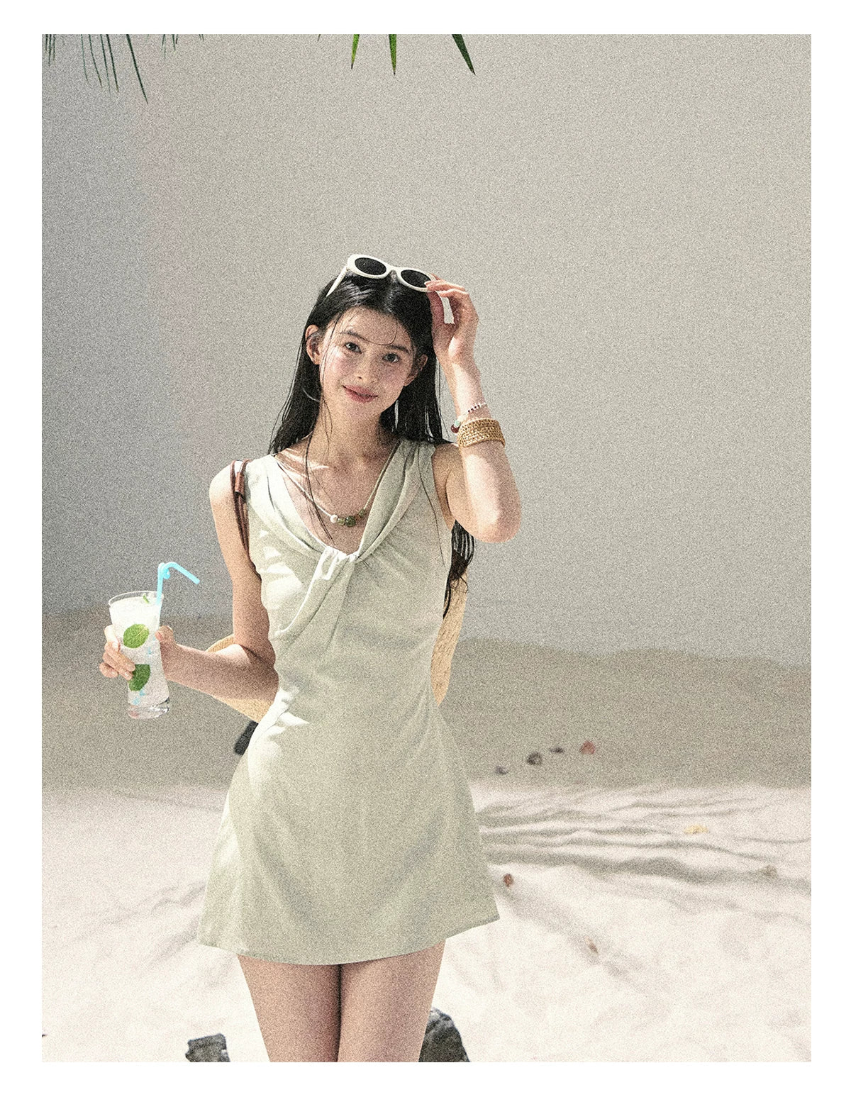 "Botanical Whisper" Sage Mist V-Neck Dress
