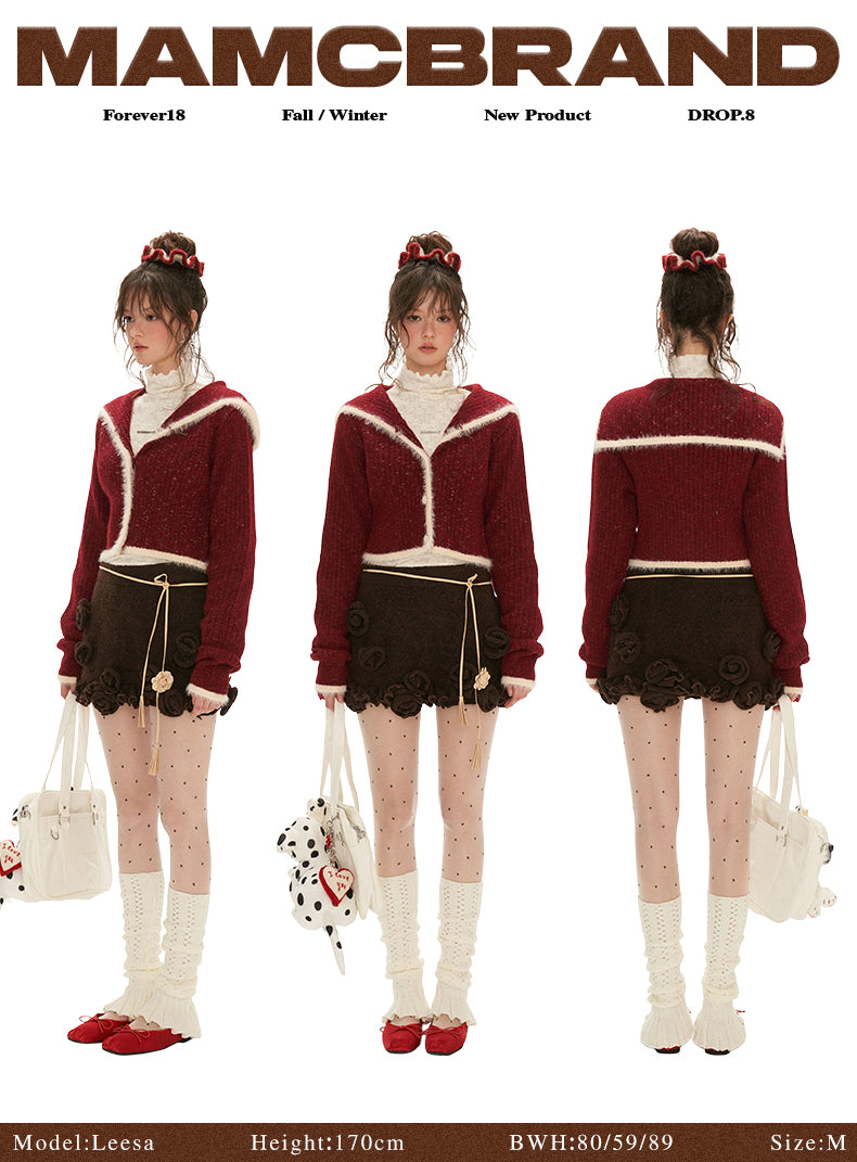 MAMC - Contrast Knit Sailor Collar Cardigan