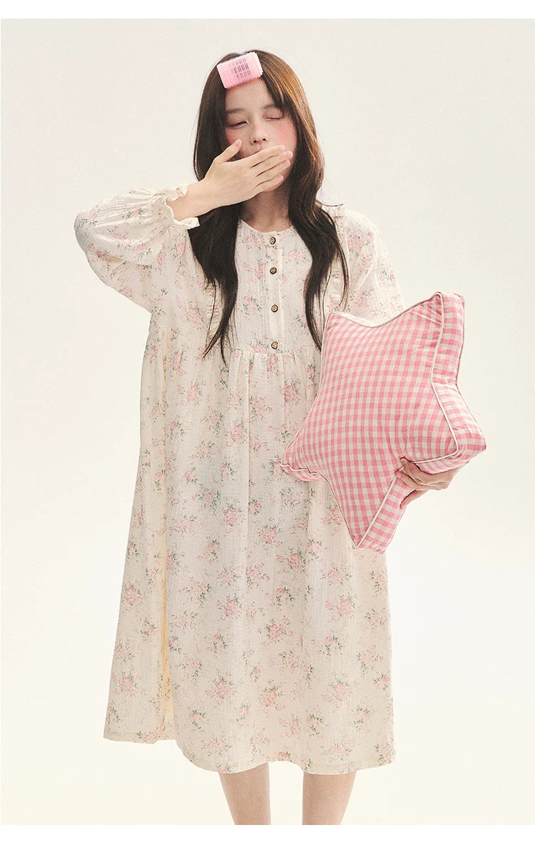"Floral Journal" Cream Floral Pajama Collection (Free Eye Mask)