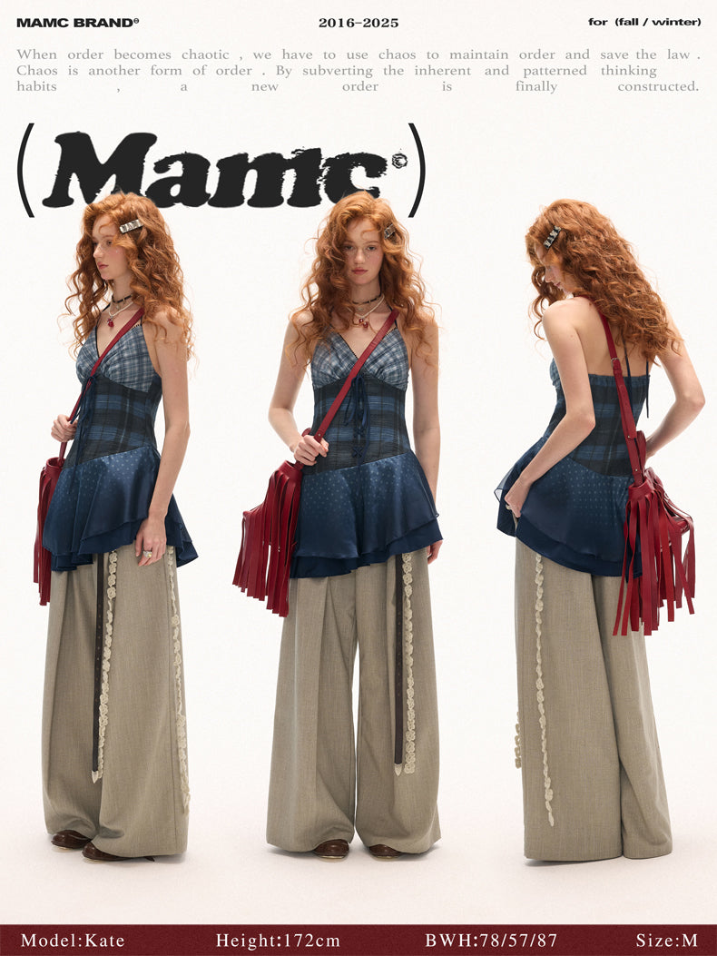 MAMC - Blue Plaid Patchwork Cami Dress
