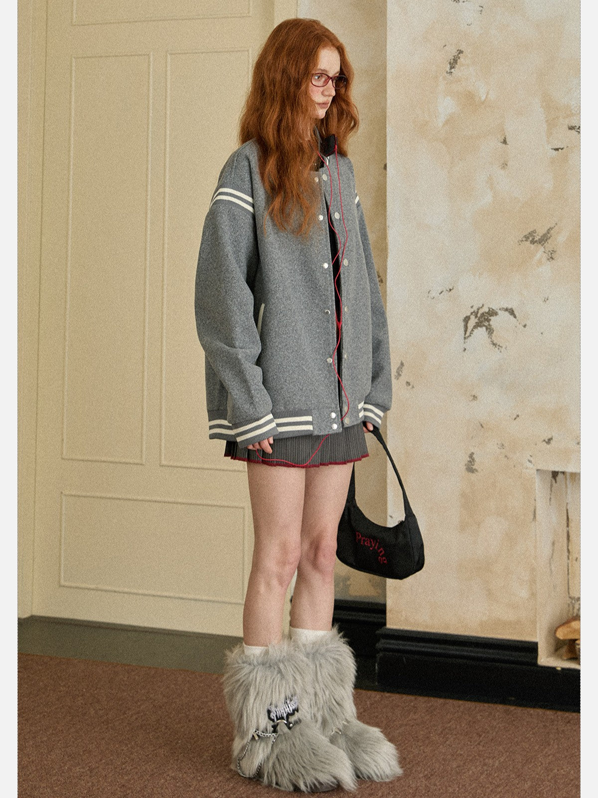 EZEK - Retro Varsity Wool Blend Cropped Jacket