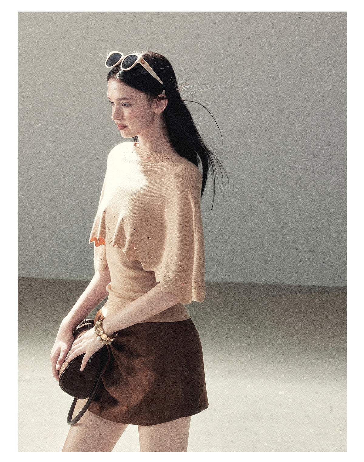 170726 "Stardust in the Air" Cinnamon Pink Cape Sweater & Cami Set