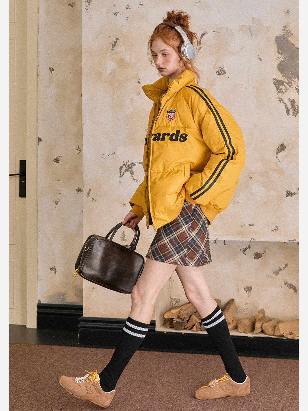 EZEK - Vintage Varsity Stripe Puffer Jacket
