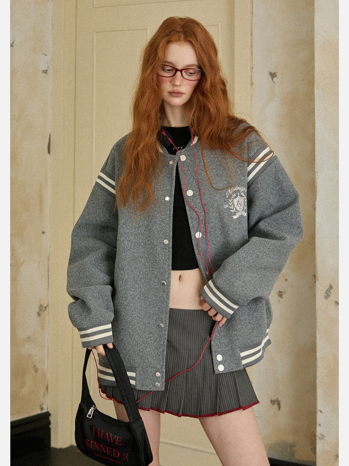EZEK - Retro Varsity Wool Blend Cropped Jacket