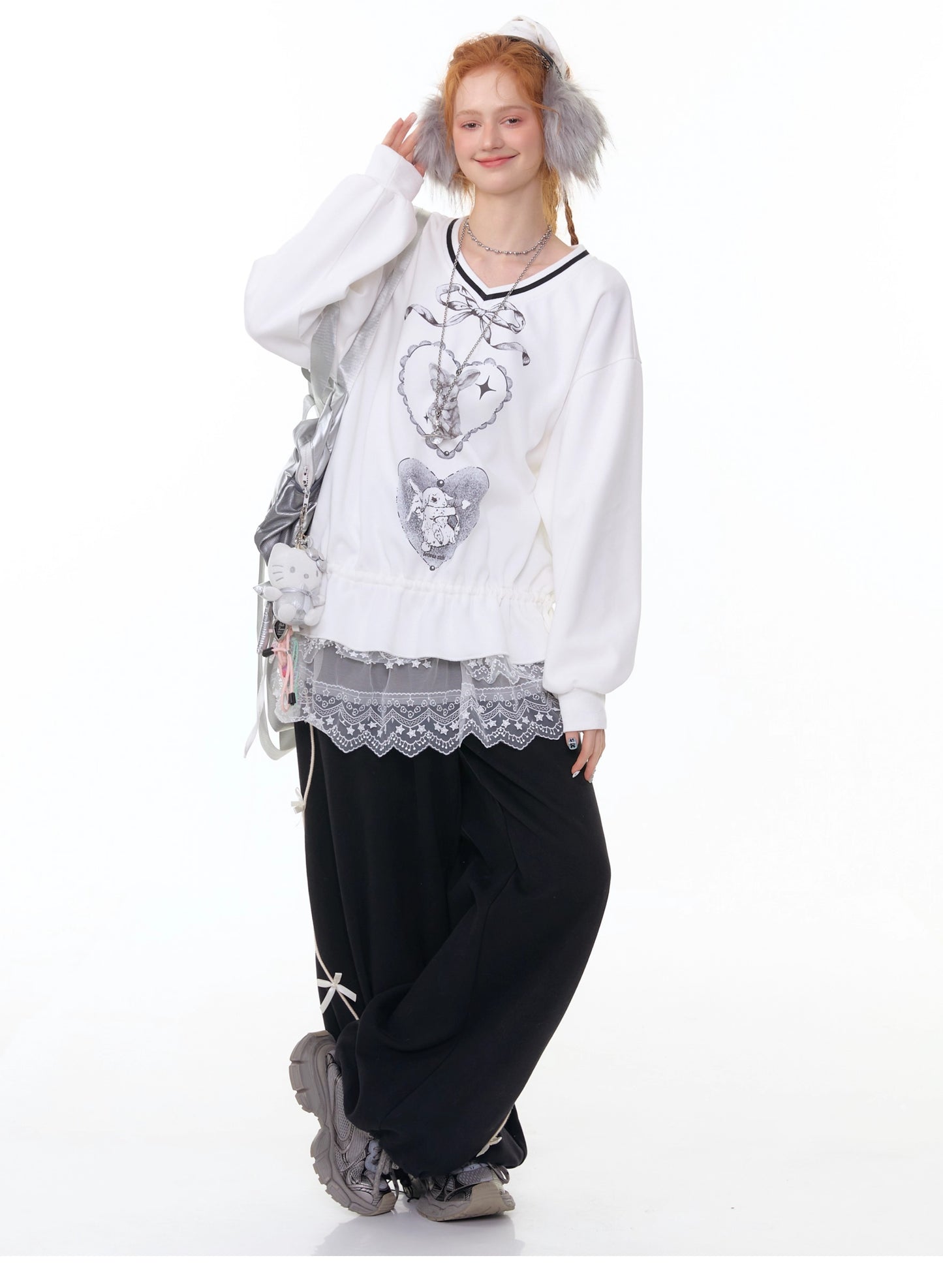 ZiziFei - Sweet Ribbon-Drawstring Jogger Pants