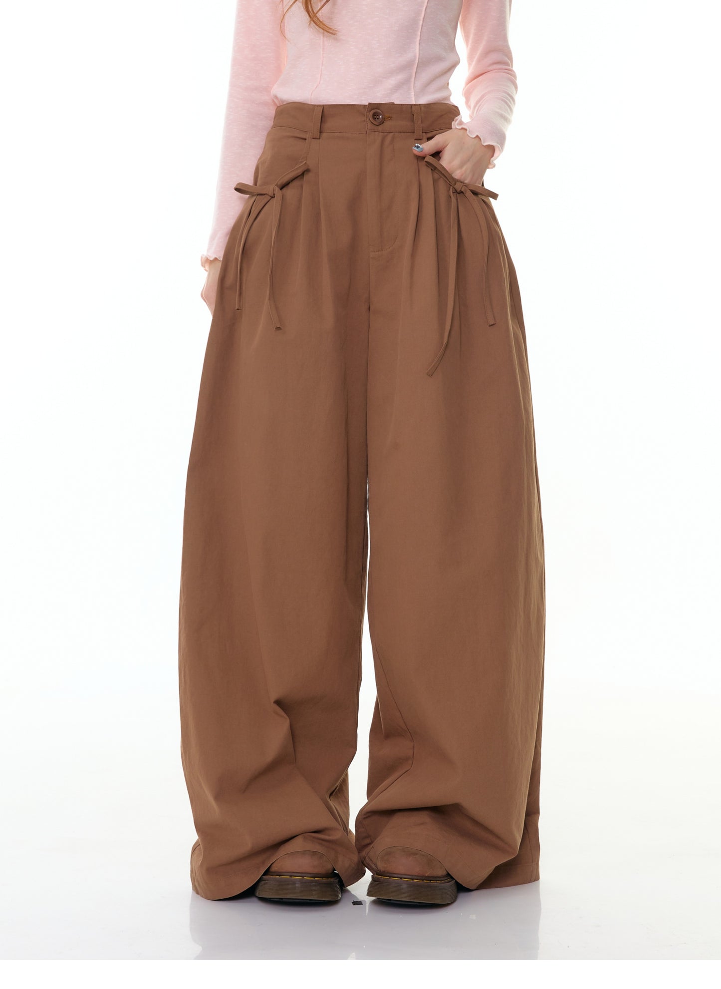 ZiziFei - "Paper Doll Magic" Wide-Leg Ribbon Pants