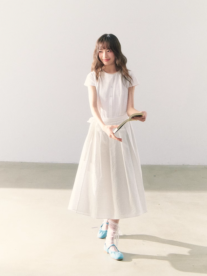 罐头粪便 - Summer Picnic Gingham Mini Dress – Short Sleeves & Waist Tie Detail