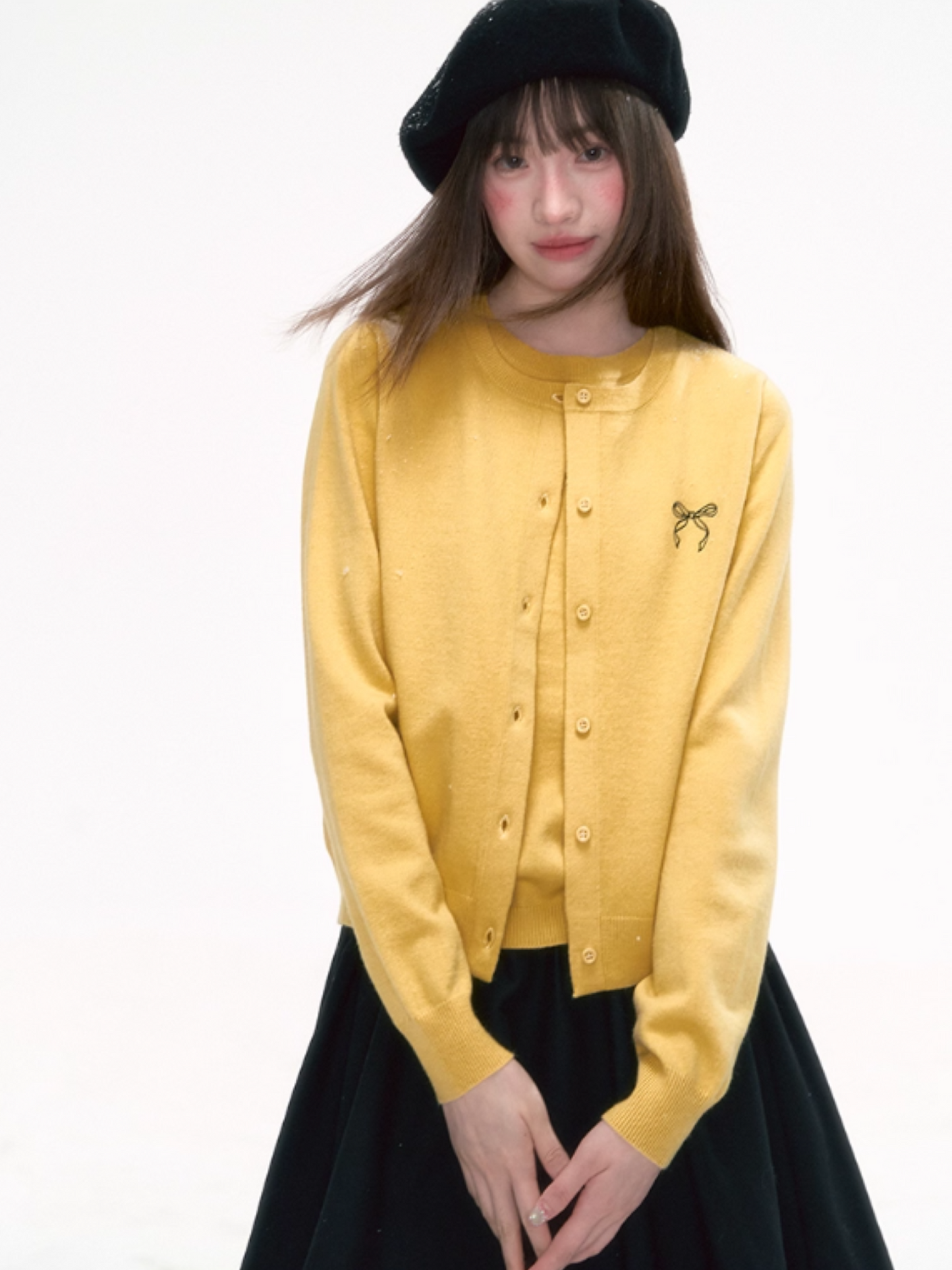 “Sweet Aura” Embroidered Layered-Look Knit Cardigan LL2025267