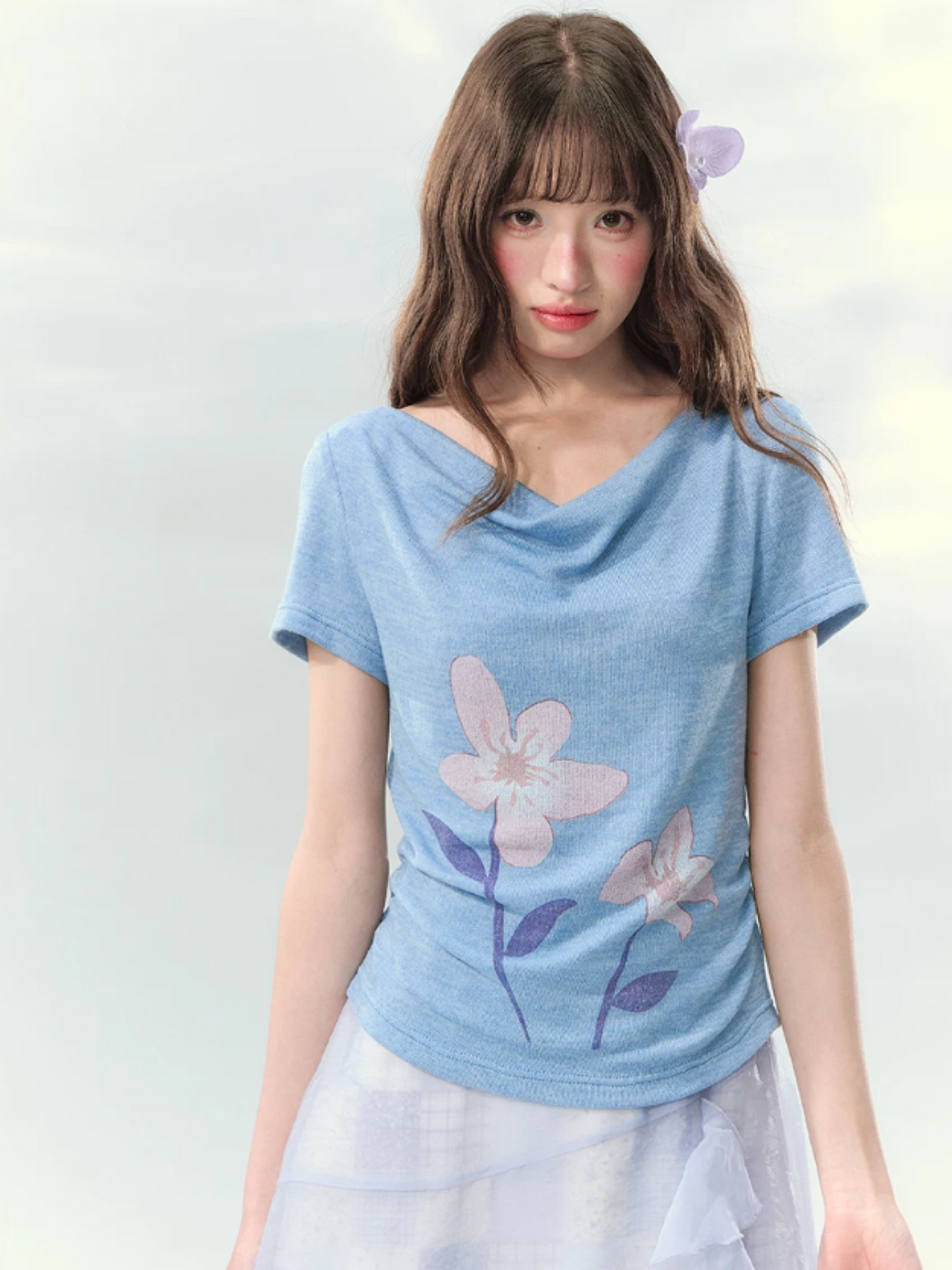 “Blossoms on Mallow” Lavender Patchwork Skirt Set WW2026082