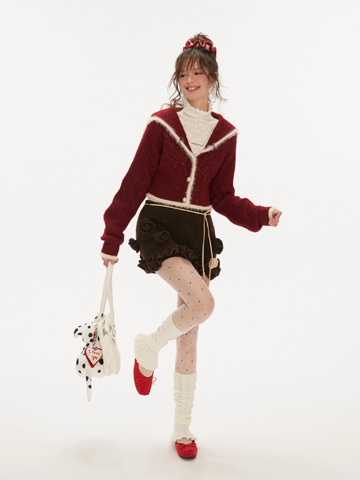MAMC - Contrast Knit Sailor Collar Cardigan