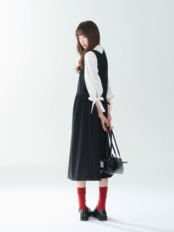 罐头士多所 - Misty Noir Polka Dot Midi Dress