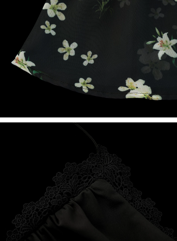 Black Vintage Floral Halter Cardigan Set
