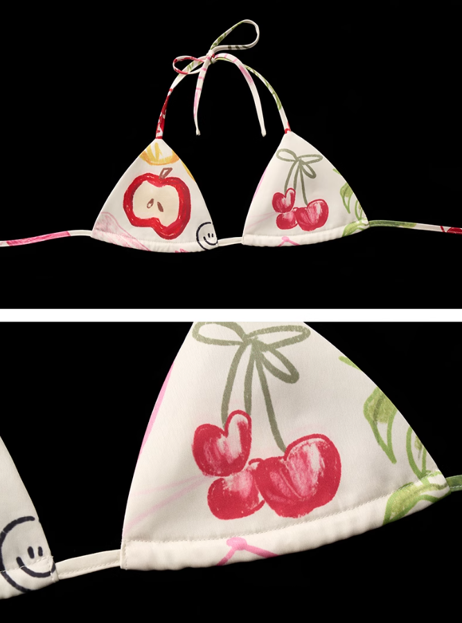 MAMC - Graffiti Asymmetric 2-Piece Resort Set – Artistic Bikini Top & Skirt