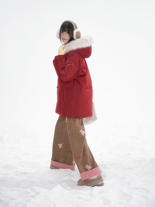 罐头士多所 Christmas Red Hooded Down Jacket