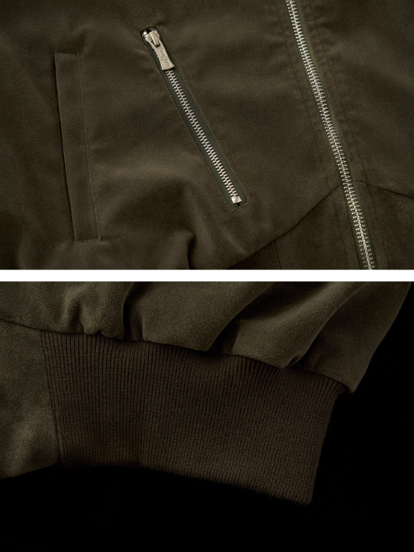 MAMC - Cropped Suede Zip-Up Hoodie Jacket