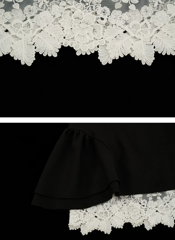 MAMC - Black Layered Lace Bow Maxi Skirt