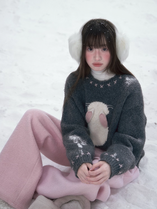 罐头士多所 Wool-Blend Elastic Waist Pink Trousers