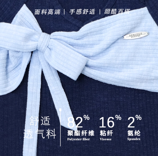 ZiziFei - Halter Ribbed Knit Top with Bow Detail – Green / Blue