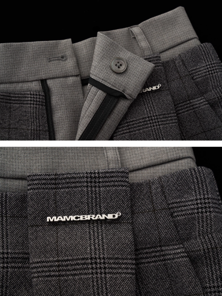 MAMC - Double Waistband Plaid Wide-Leg Trousers – High-End Loose Straight Pants