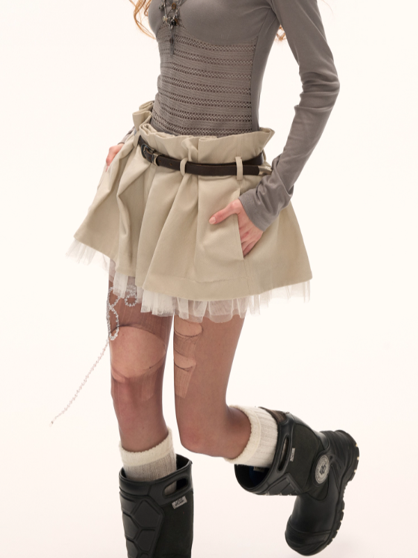 MAMC - “Layer Play” Belted Utility Skirt