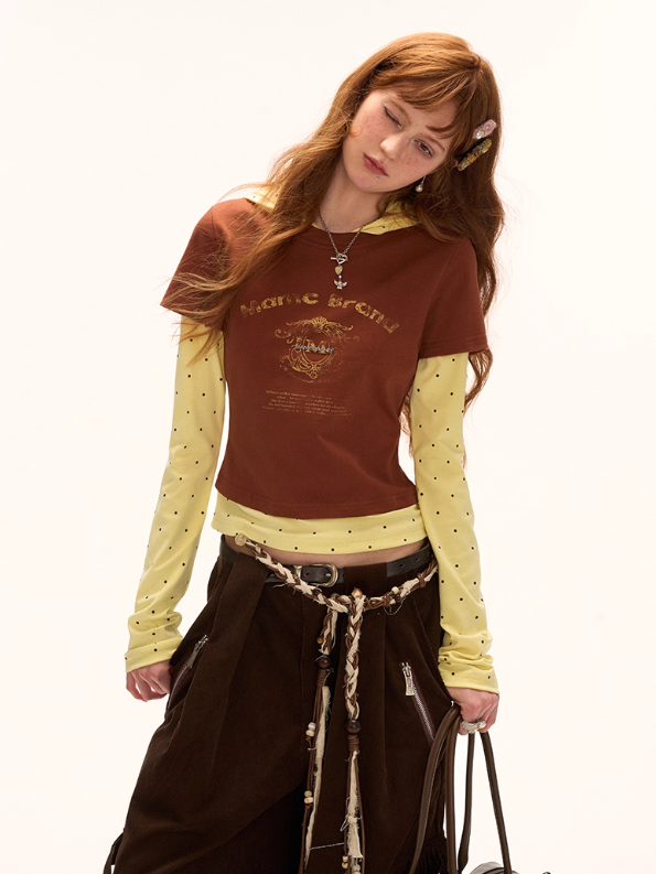 MAMC - Layered-Look Polka Dot Hoodie