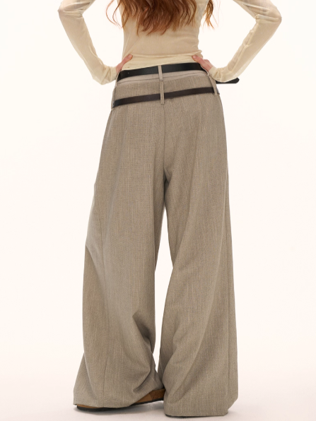 MAMC - Double Waistband Plaid Wide-Leg Trousers – High-End Loose Straight Pants