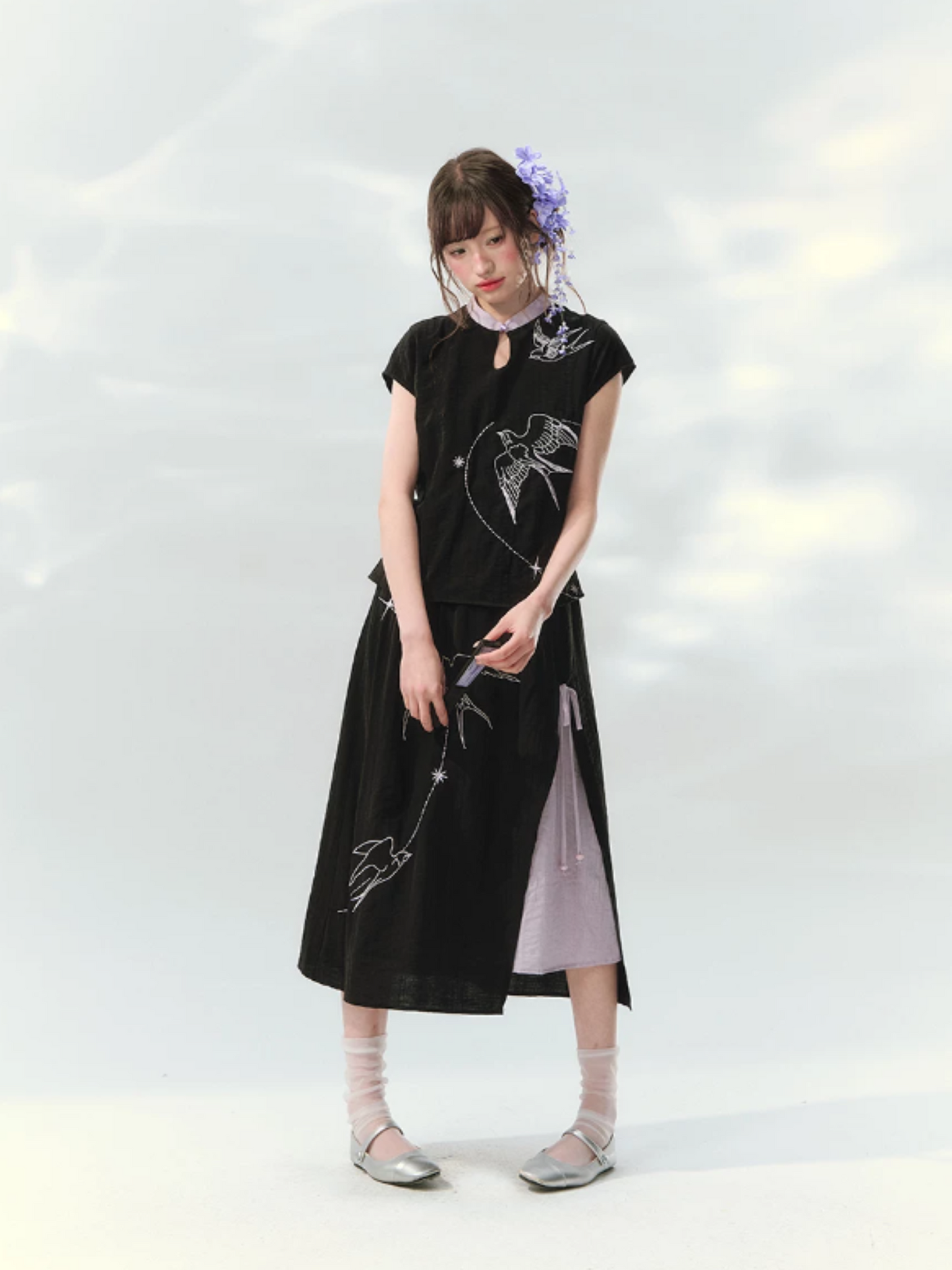 “Swallow Star Path” Modern Chinese Embroidered Skirt Set GZ2026167