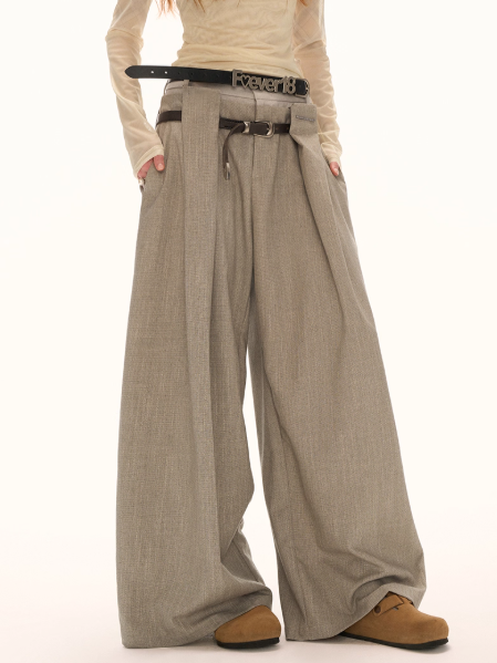 MAMC - Double Waistband Plaid Wide-Leg Trousers – High-End Loose Straight Pants