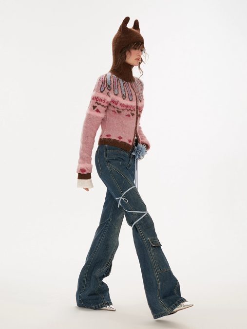 MAMC - Vintage Washed Flare Cargo Jeans