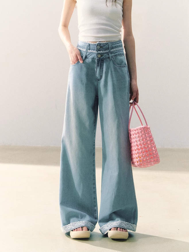 罐头士多所 - 轻吻盛夏 Lace Whisper Wide-Leg Pants