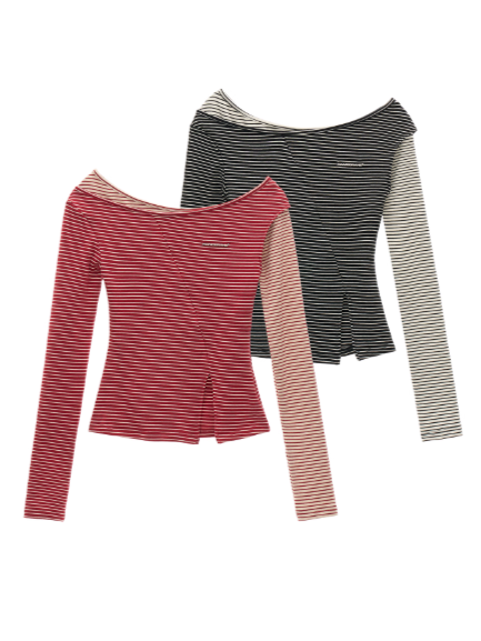 MAMC - Slim Fit Striped Two-Tone Top