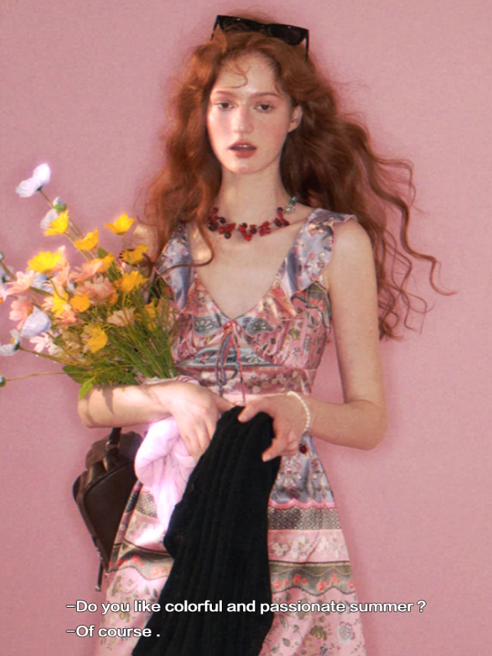 MAMC - Ruffled Floral Stripe Mini Dress – Sweet Pink Waist-Cinched Summer Fit