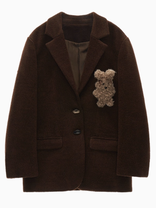 MAMC - Brown Wool Blend Bunny Detail Blazer