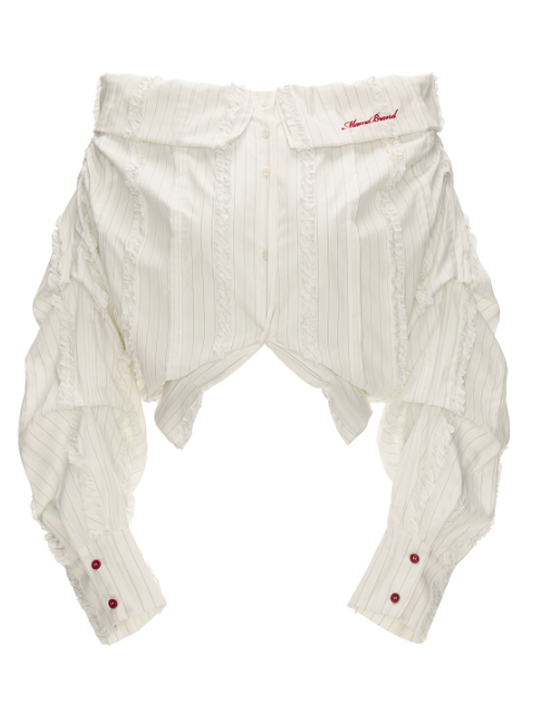 MAMC - White Striped Layered V-Neck Shirt