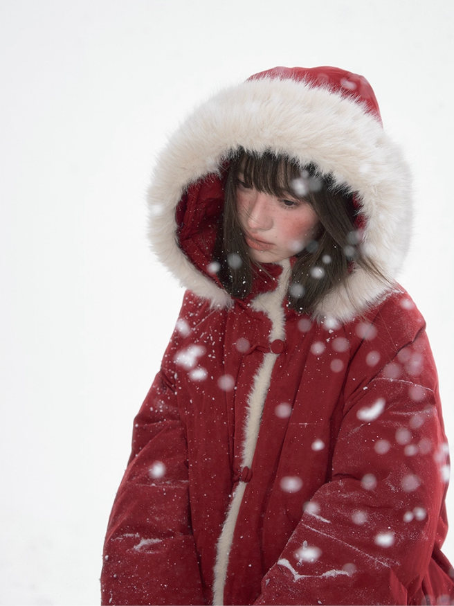罐头士多所 Christmas Red Hooded Down Jacket
