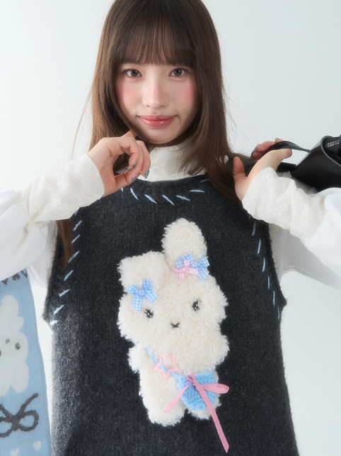 罐头士多所 - "Snowland Friends" Knit Vest Dress – Removable Plush