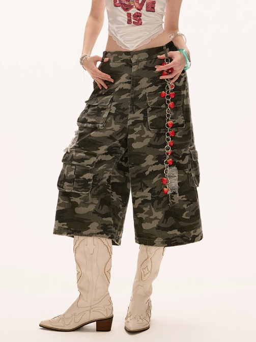 MAMC - Camo Utility Denim Shorts
