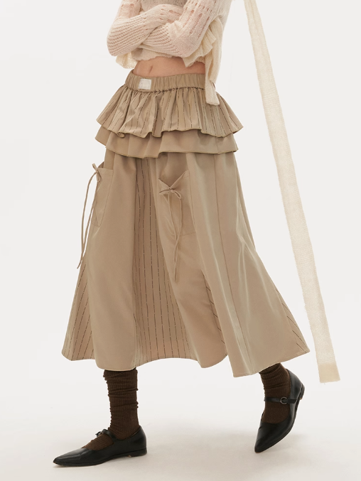 MAMC - Pastel Tiered Pocket Maxi Skirt