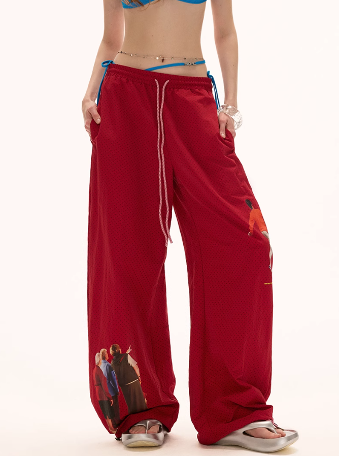 MAMC - Artsy Polka Dot Portrait Wide-Leg Pants – Relaxed Streetwear Vibe