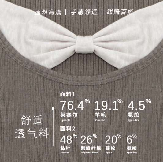 ZiziFei - Double Layered Bow-Knot Contrast Knit Top